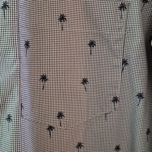 Banana Republic Men's L Slim Fit Palm Tree Print Blue Check Button Down Shirt